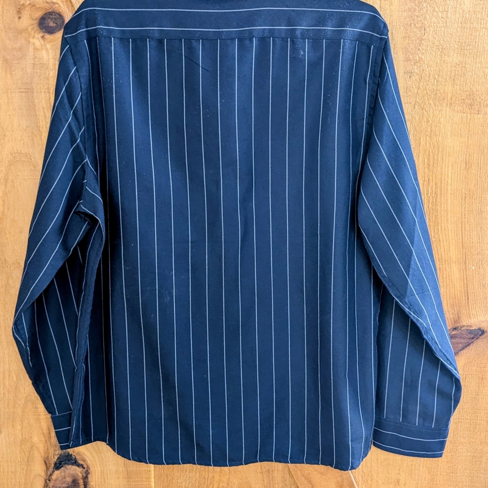 Navy Pinstripe Dress Shirt by - Picture 4 of 4